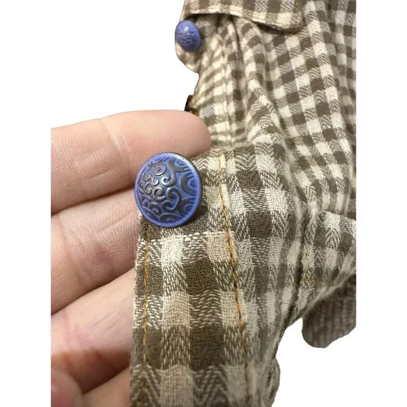 Aratta Silent Journey Women Long Sleeve Button Down Collared Plaid Shirt Size S - Picture 11 of 12